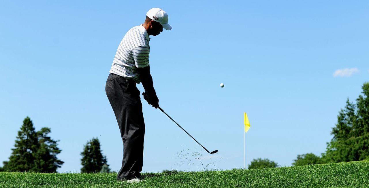 Tiger Woods chippt Tiger Woods chippt