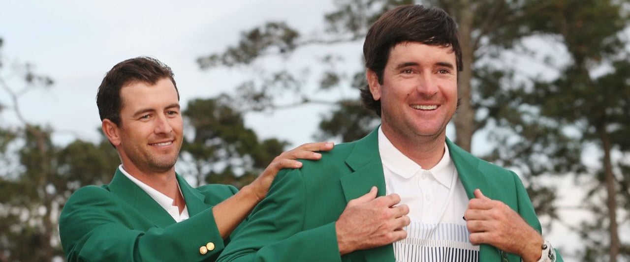 Im Vorjahr war es noch anders herum, 2014 darf sich Bubba Watson das Grüne Jackett wieder anziehen lassen. (Foto: Getty) Im Vorjahr war es noch anders herum, 2014 darf sich Bubba Watson das Grüne Jackett wieder anziehen lassen. (Foto: Getty)