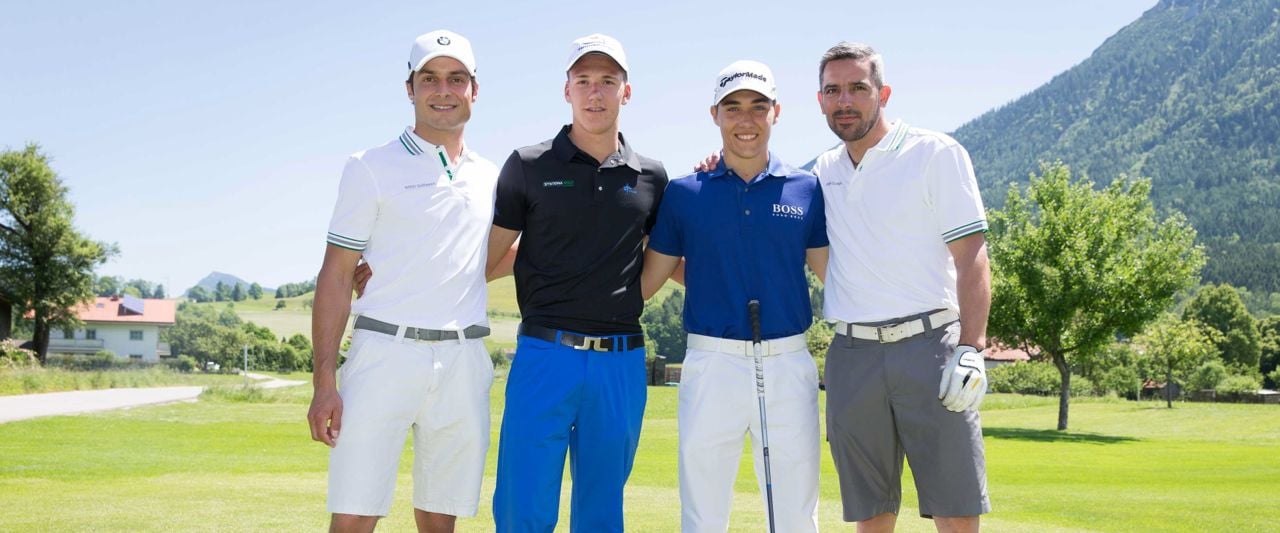 BMW, Kufe gegen Ski, xDrive-Challenge, V.l.n.r.: Bruno Spengler, Fabian Winkler, Dominic Foos & Rico Groß BMW, Kufe gegen Ski, xDrive-Challenge, V.l.n.r.: Bruno Spengler, Fabian Winkler, Dominic Foos & Rico Groß