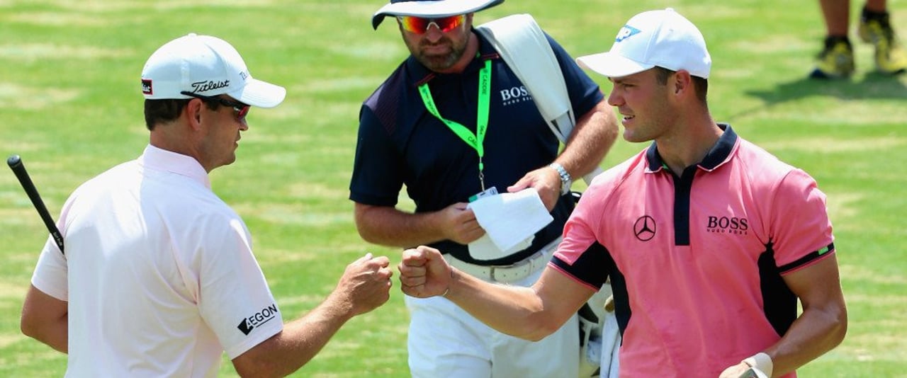 Martin Kaymer (r.) und Zach Johnson (l.) treffen sich bei der British Open an den ersten beiden Tagen zusammen mit Jason Day in einem Flight. Martin Kaymer (r.) und Zach Johnson (l.) treffen sich bei der British Open an den ersten beiden Tagen zusammen mit Jason Day in einem Flight.