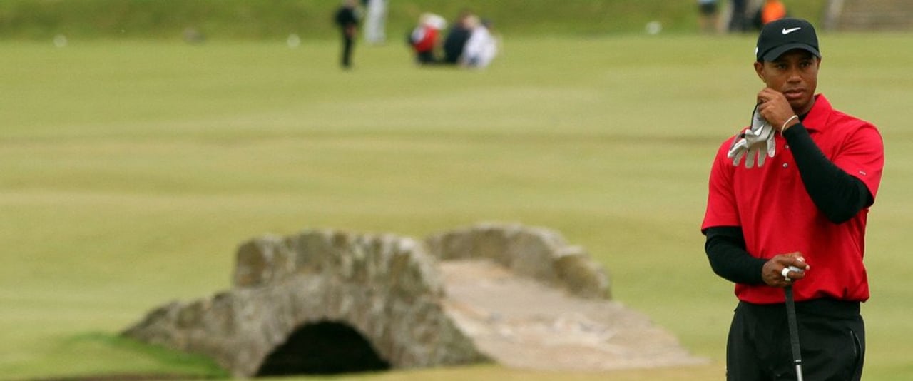 Tiger Woods ist "not amused" über den weichen und überaus grünen Old Course von St. Andrews. Tiger Woods ist "not amused" über den weichen und überaus grünen Old Course von St. Andrews.