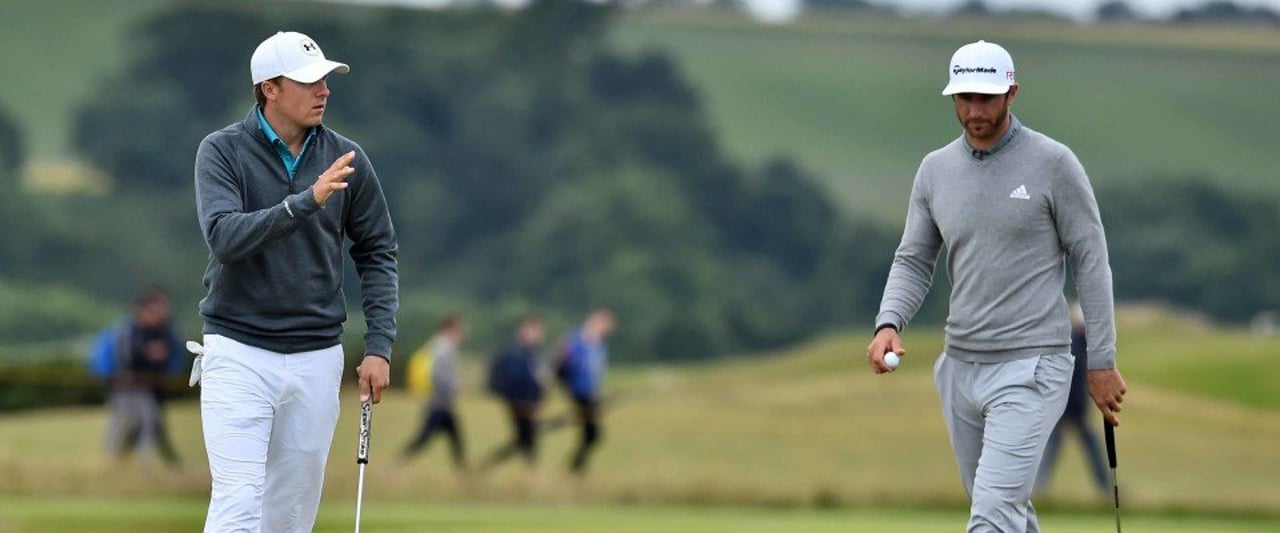 Jordan Spieth und Dustin Johnson geben auf dem Old Course wieder den Ton vor. (Foto: Getty) Jordan Spieth und Dustin Johnson geben auf dem Old Course wieder den Ton vor. (Foto: Getty)