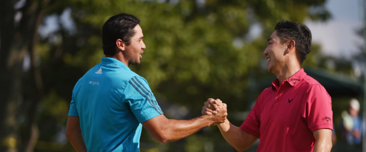 Der erfolgreichste Flight des Moving Days: Jason Day und Sang Moon Bae spielten sich Seite an Seite in Front. (Foto: Getty) Der erfolgreichste Flight des Moving Days: Jason Day und Sang Moon Bae spielten sich Seite an Seite in Front. (Foto: Getty)