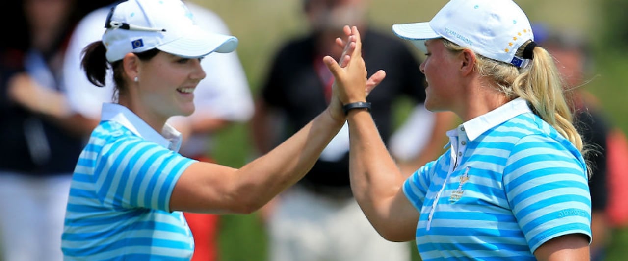 Caroline Masson startet am zweiten Tag beim Solheim Cup im Fourball zusammen mit der Schwedin Caroline Hedwall. Caroline Masson startet am zweiten Tag beim Solheim Cup im Fourball zusammen mit der Schwedin Caroline Hedwall.
