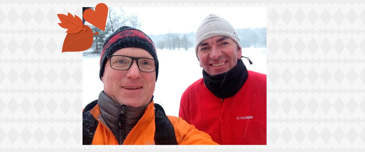 Auf diesem Bild zu sehen Jens-Jürgen H. mit seinem Freund Peter. Von den beiden stammt das schönste Golferlebnis 2015 "Golfen im Schnee". (Foto: Jens-Jürgen H.)