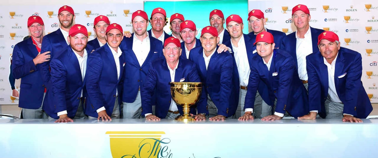 Volle Starbesetzung im Team USA beim Presidents Cup. Bill Haas macht gegen Sangmoon Bae alles klar. (Foto: Getty) Volle Starbesetzung im Team USA beim Presidents Cup. Bill Haas macht gegen Sangmoon Bae alles klar. (Foto: Getty)