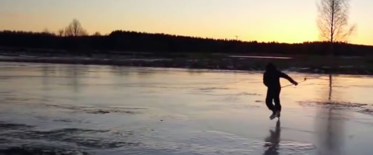 Schweden Golfen auf Schlittschuhen