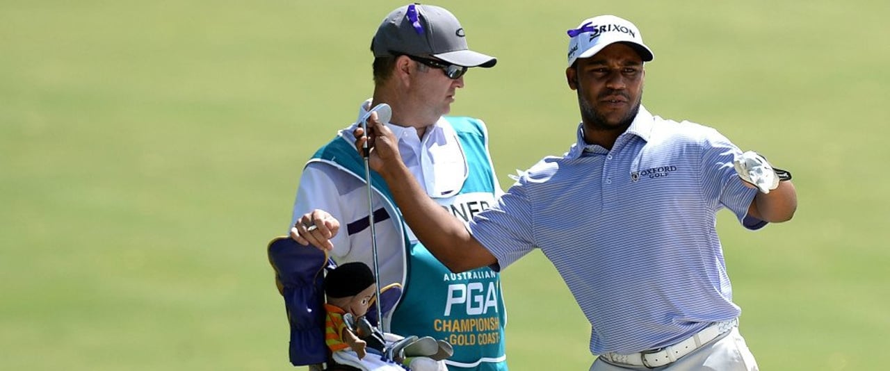 Der beste Mann des Tages: Harold Varner III spielt sich auf Platz Eins der Australian PGA Championship. (Foto: Getty) Der beste Mann des Tages: Harold Varner III spielt sich auf Platz Eins der Australian PGA Championship. (Foto: Getty)