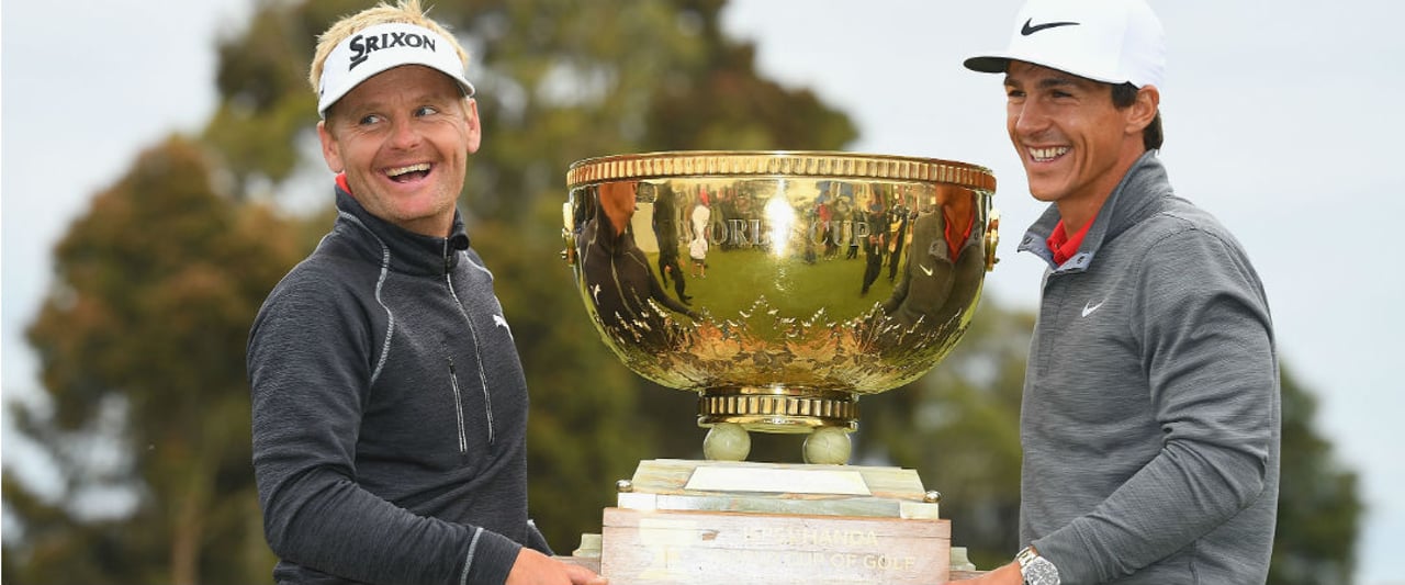 Die strahlenden Sieger: Thorbjörn Olesen und Sören Kjeldsen sicherten sich den World Cup of Golf - das erste Mal triumphierte Dänemark. (Foto: Getty) Die strahlenden Sieger: Thorbjörn Olesen und Sören Kjeldsen sicherten sich den World Cup of Golf - das erste Mal triumphierte Dänemark. (Foto: Getty)