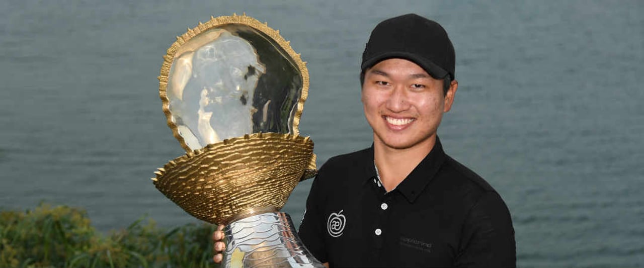 Jeunghun Wang mit der "Mother of Pearl"-Trophäe des Qatar Masters. (Foto: Getty) Jeunghun Wang mit der "Mother of Pearl"-Trophäe des Qatar Masters. (Foto: Getty)