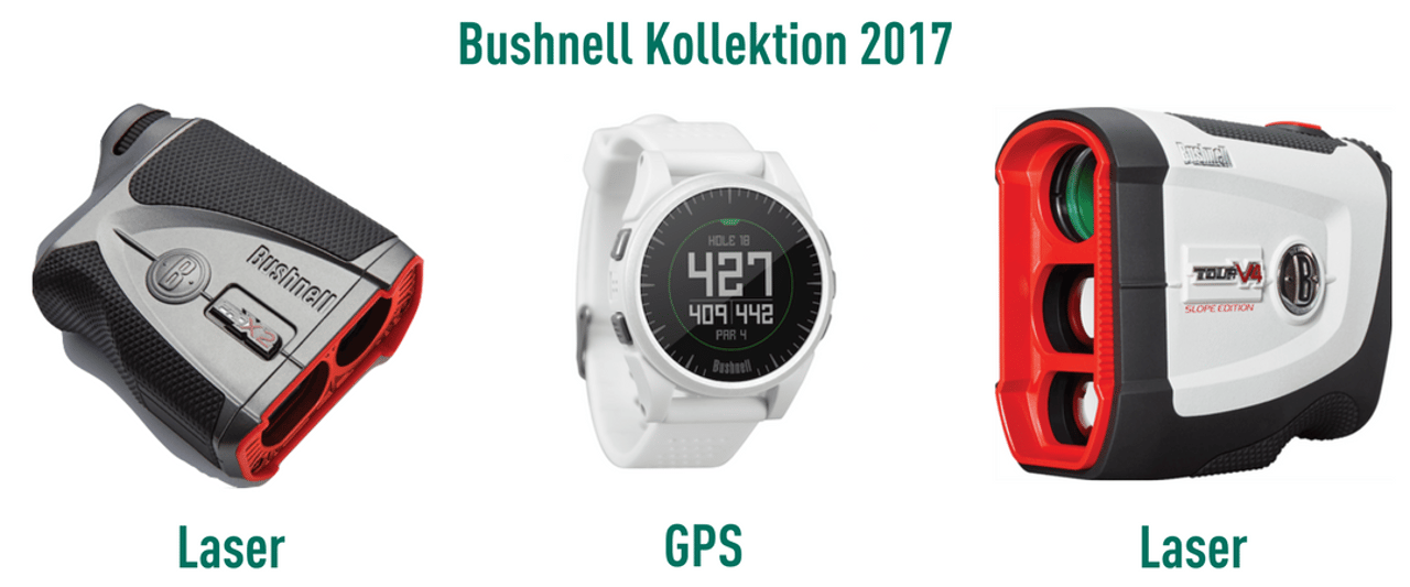 Bushnell bietet in seiner neuen Kollektion für 2017 drei Entfernungsmesser an. Zwei Laser und eine GPS-Uhr, die mit neuen Technologien überzeugen wollen. (Foto: Bushnell) Bushnell bietet in seiner neuen Kollektion für 2017 drei Entfernungsmesser an. Zwei Laser und eine GPS-Uhr, die mit neuen Technologien überzeugen wollen. (Foto: Bushnell)