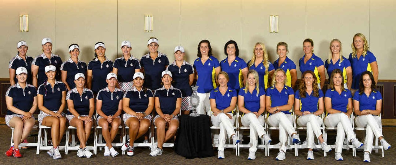 Die Teams für den Solheim Cup 2017. Er gehört zu den wichtigsten Ereignissen der Saison. Im Livestream können Sie das Geschehen in Echtzeit verfolgen. (Foto: Getty) Die Teams für den Solheim Cup 2017. Er gehört zu den wichtigsten Ereignissen der Saison. Im Livestream können Sie das Geschehen in Echtzeit verfolgen. (Foto: Getty)