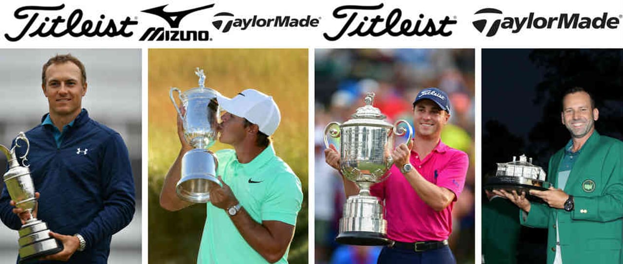 Die Golfschläger und Golfbälle der Majorsieger 2017 im Blick ins Bag. (Foto: Getty) Die Golfschläger und Golfbälle der Majorsieger 2017 im Blick ins Bag. (Foto: Getty)