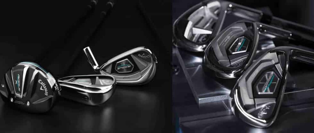 Zwei Hybride mit Jailbreak-Technologie und vier Eisen komplettieren das Sortiment der Callaway Rogue Familie. (Foto: Callaway) Zwei Hybride mit Jailbreak-Technologie und vier Eisen komplettieren das Sortiment der Callaway Rogue Familie. (Foto: Callaway)