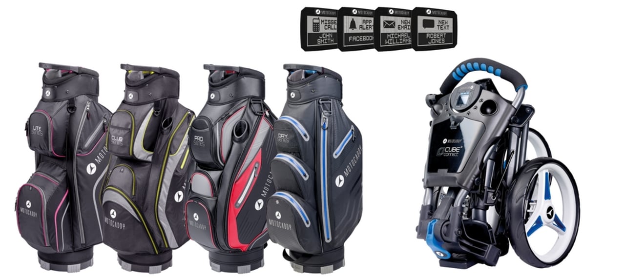 Vier neue Bags und den Push-Trolley 2.0 sollen den Markt kräftig aufwirbeln. (Foto: MotoCaddy) Vier neue Bags und den Push-Trolley 2.0 sollen den Markt kräftig aufwirbeln. (Foto: MotoCaddy)