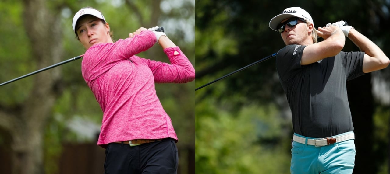 Zwei junge deutsche Golfer können am Wochenende überzeugen: Laura Fünfstück auf der Ladies European Tour und Max Rottluff auf der Web.com Tour. (Foto: Twitter/@LETgolf und Getty) Zwei junge deutsche Golfer können am Wochenende überzeugen: Laura Fünfstück auf der Ladies European Tour und Max Rottluff auf der Web.com Tour. (Foto: Twitter/@LETgolf und Getty)