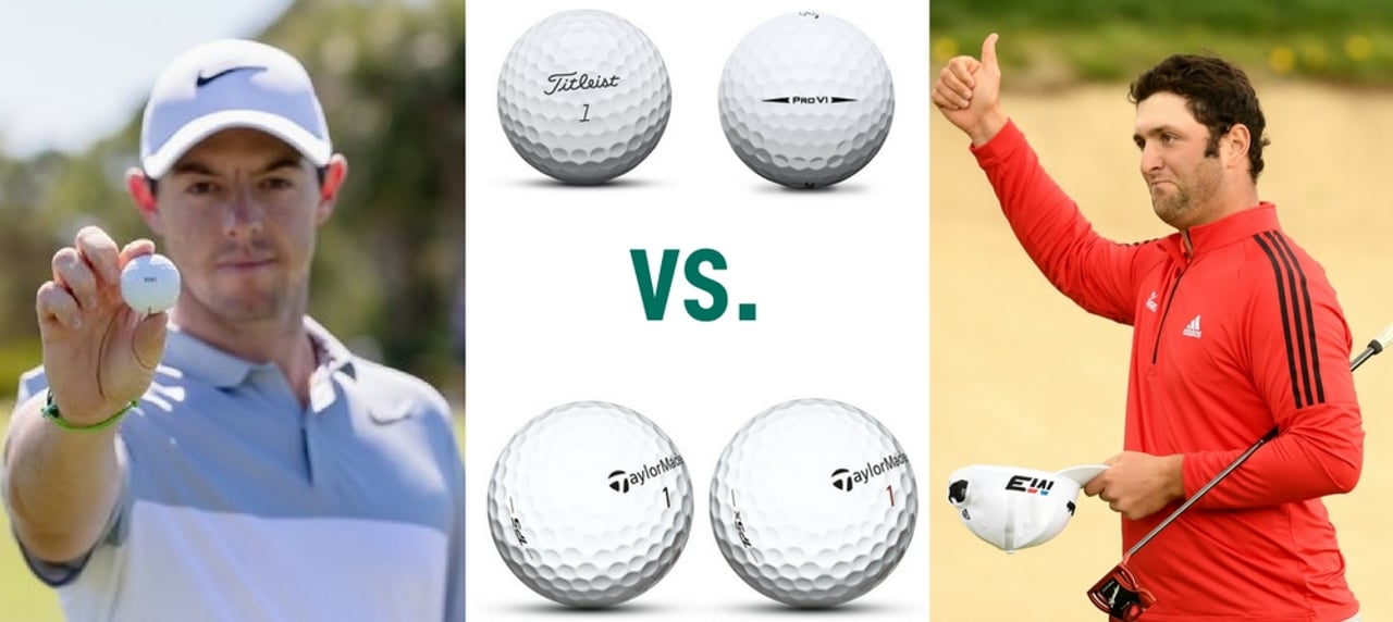 Rory McIlroy und Jon Rahm stellen klar, dass der TaylorMade TP5x Golfball deutlich besser ist als die Titleist Pro-V-Modelle. (Foto: Getty/TaylorMade/Titleist) Rory McIlroy und Jon Rahm stellen klar, dass der TaylorMade TP5x Golfball deutlich besser ist als die Titleist Pro-V-Modelle. (Foto: Getty/TaylorMade/Titleist)