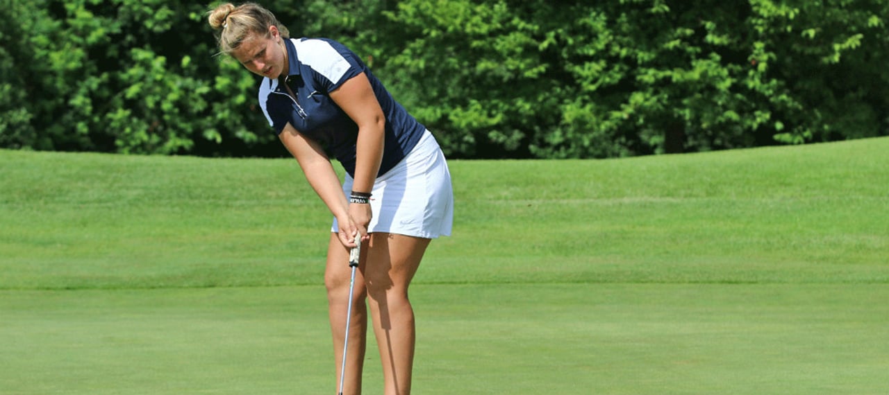 Souverän auf den Grüns unterwegs: Die Siegerin der IAM, Leonie Harm. (Foto: DGV/stebl) Souverän auf den Grüns unterwegs: Die Siegerin der IAM, Leonie Harm. (Foto: DGV/stebl)