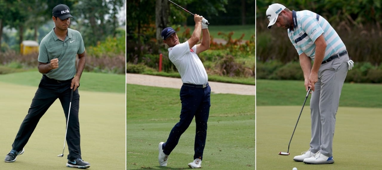 Sharma Shubhankar, Gary Woodland und Marc Leishman (v. li. n. re.) führen das Feld auf der PGA Tour in Kuala Lumpur mit zwei Schlägen Vorsprung an. (Foto: Getty) Sharma Shubhankar, Gary Woodland und Marc Leishman (v. li. n. re.) führen das Feld auf der PGA Tour in Kuala Lumpur mit zwei Schlägen Vorsprung an. (Foto: Getty)