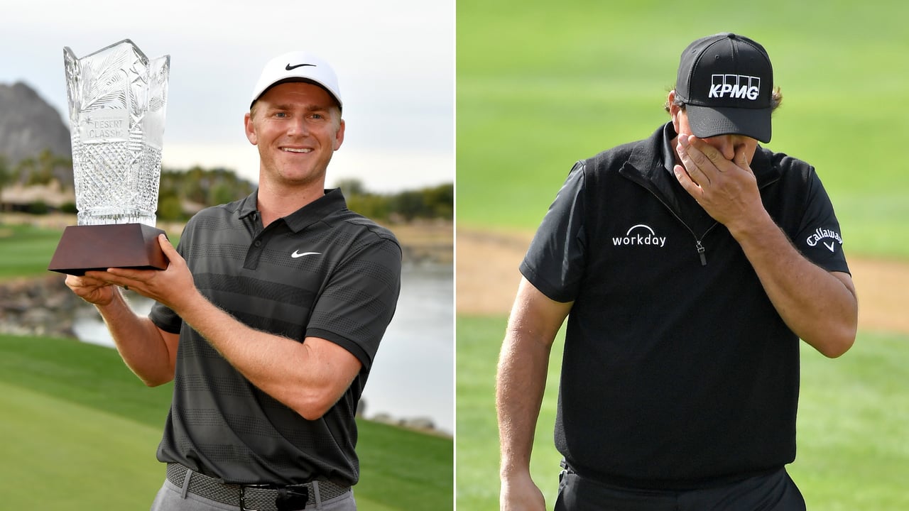 Adam Long jubelt über seinen ersten Sieg auf der PGA Tour, Phil Mickelson hadert mit seinen Putts. (Foto: Getty) Adam Long jubelt über seinen ersten Sieg auf der PGA Tour, Phil Mickelson hadert mit seinen Putts. (Foto: Getty)