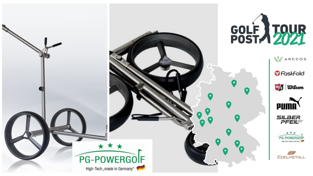 PG-PowerGolf unterstützt die Golf Post Tour 2021 mit ihren erstklassigen E-Trolleys. (Foto: Golf Post) PG-PowerGolf unterstützt die Golf Post Tour 2021 mit ihren erstklassigen E-Trolleys. (Foto: Golf Post)