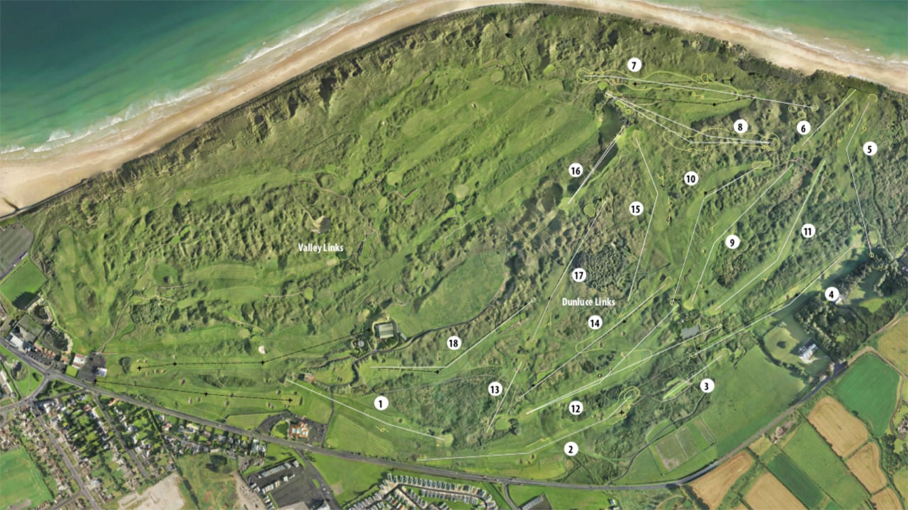 Der Royal Portrush Golf Club von oben. (Bildquelle: Royal Portrush) Der Royal Portrush Golf Club von oben. (Bildquelle: Royal Portrush)