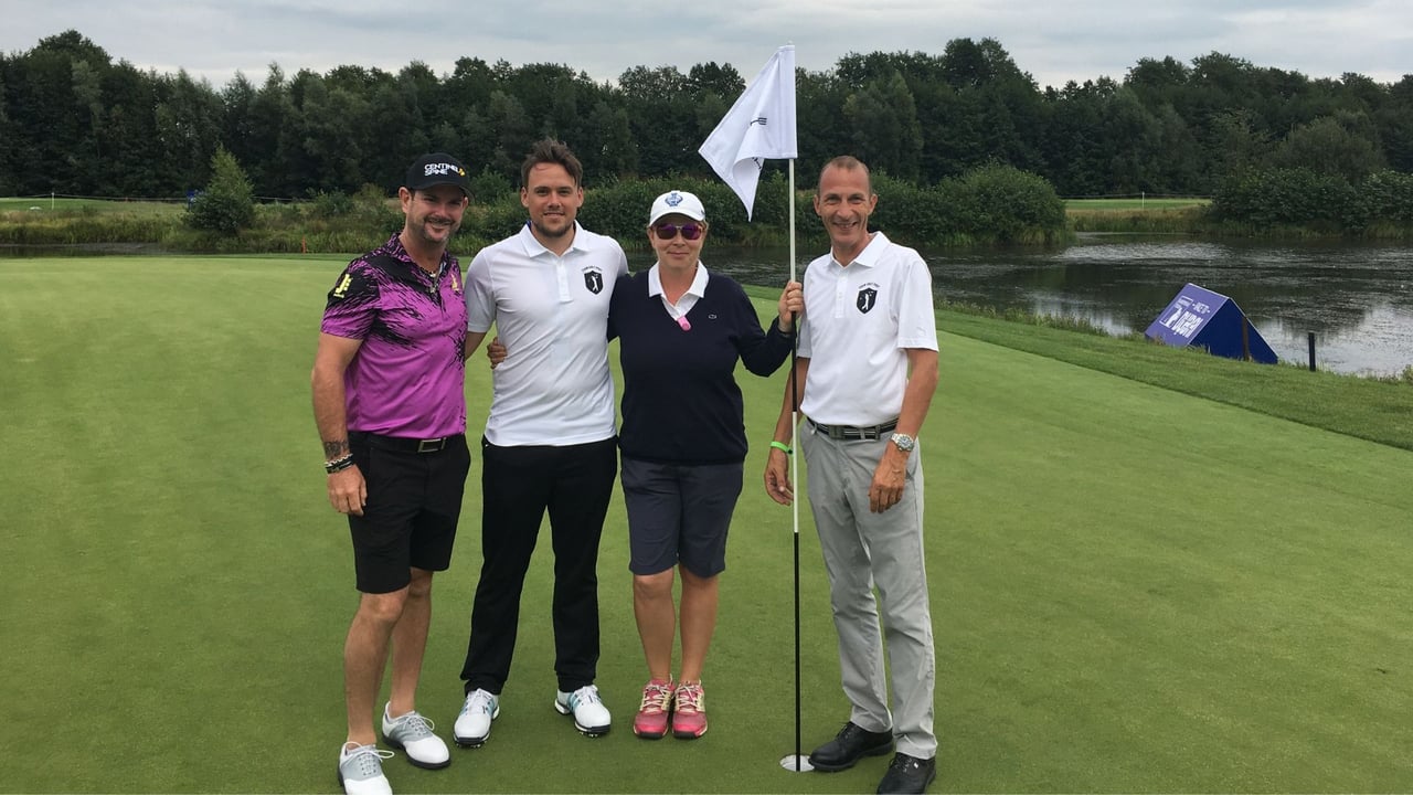 "Team Golf Post" bei ihrer ProAm Runde mit dem Pro Rory Sabbatini. (Foto: Golf Post / Robin Bulitz)