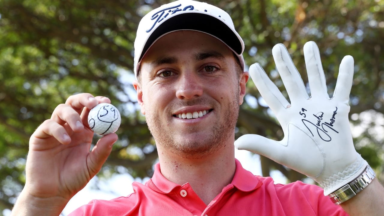 Justin Thomas nach seiner 59er Runde in Hawaii 2017. (Foto: Getty) Justin Thomas nach seiner 59er Runde in Hawaii 2017. (Foto: Getty)