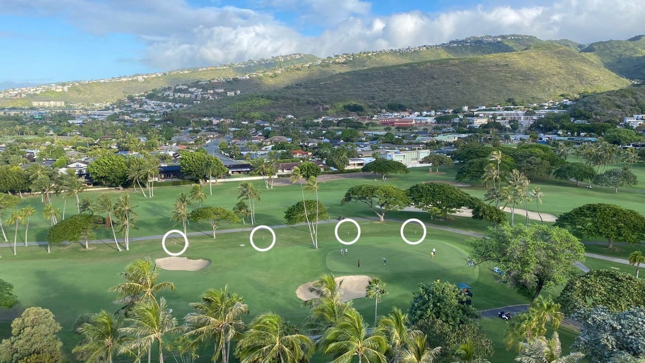 Eingezeichnet sind die kurzfristig angelegten Ausgrenzen im Waialae CC. (Foto: Twitter/@MarkRolfingGC) Eingezeichnet sind die kurzfristig angelegten Ausgrenzen im Waialae CC. (Foto: Twitter/@MarkRolfingGC)