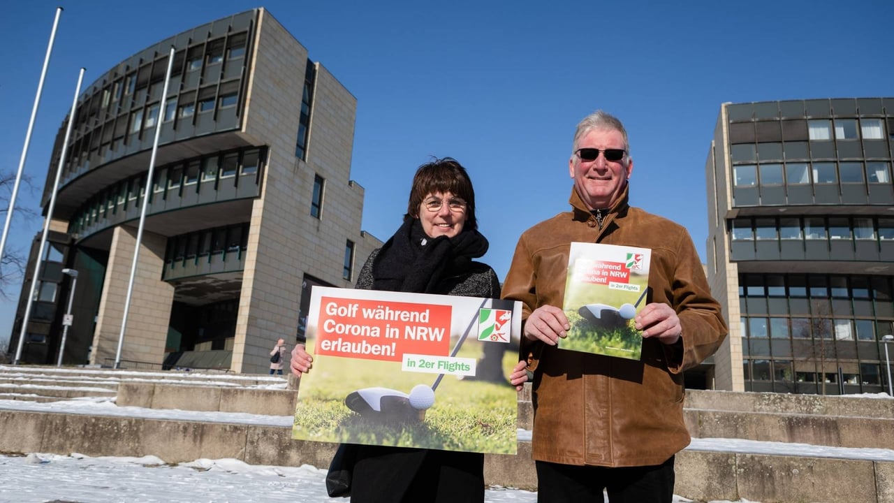Ute und Franz Ludwig Schulze Kersting vor dem Düsseldorfer Landtag. (Foto: Golfplatz Werne) Ute und Franz Ludwig Schulze Kersting vor dem Düsseldorfer Landtag. (Foto: Golfplatz Werne)