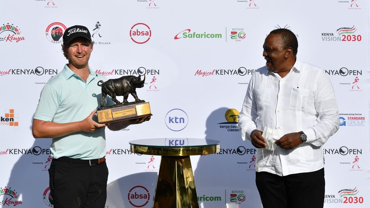 Justin Harding ist der strahlende Sieger bei der Magical Kenya Open. (Foto: Getty) Justin Harding ist der strahlende Sieger bei der Magical Kenya Open. (Foto: Getty)