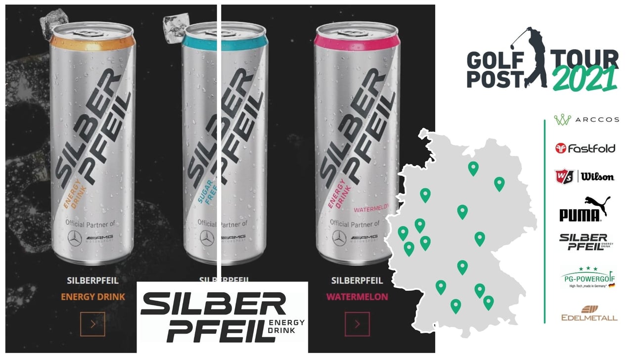 SILBERPFEIL unterstütz die Golf Post Tour 2021 mit ihren erfrischenden Energy Drinks. (Foto: Golf Post) SILBERPFEIL unterstütz die Golf Post Tour 2021 mit ihren erfrischenden Energy Drinks. (Foto: Golf Post)
