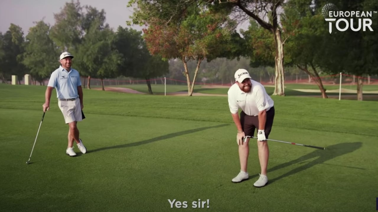 Shane Lowry und Graeme McDowell während der "luck of a draw"-Challenge der European Tour! (Foto: YouTube)