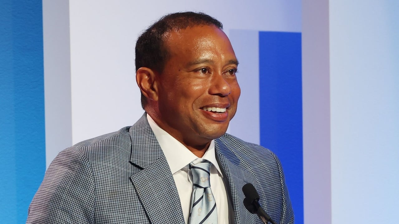 Tiger Woods bei der Zeremonie zur Aufnahme in die Hall of Fame. (Foto: Getty) Tiger Woods bei der Zeremonie zur Aufnahme in die Hall of Fame. (Foto: Getty)