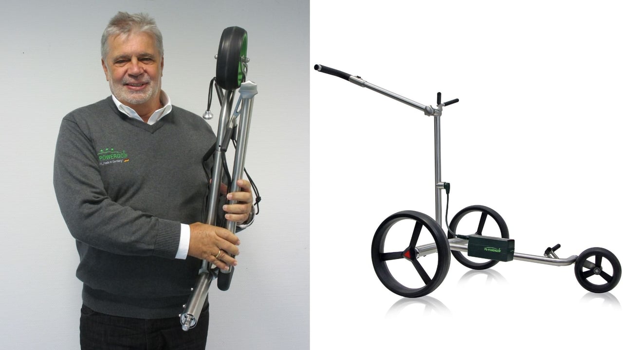 Geschäftsführer Peter Ganser und das neue Modell "Titancad Zorro flat". (Foto: PG-PowerGolf).