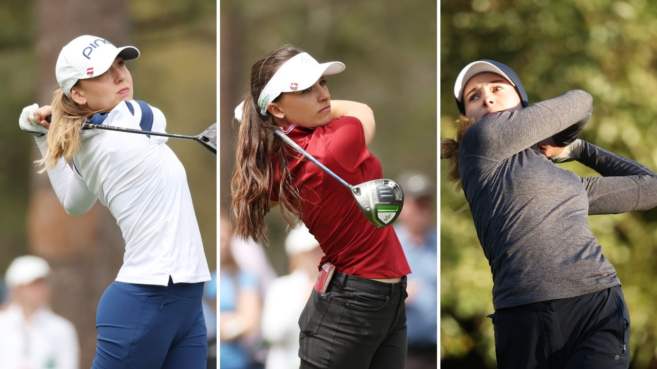 Emma Spitz, Aline Krauter und Paula Schulz-Hanßen (v.l.n.r.) in der Finalrunde des Augusta National Women's Amatuer. (Foto: Getty) Emma Spitz, Aline Krauter und Paula Schulz-Hanßen (v.l.n.r.) in der Finalrunde des Augusta National Women's Amatuer. (Foto: Getty)