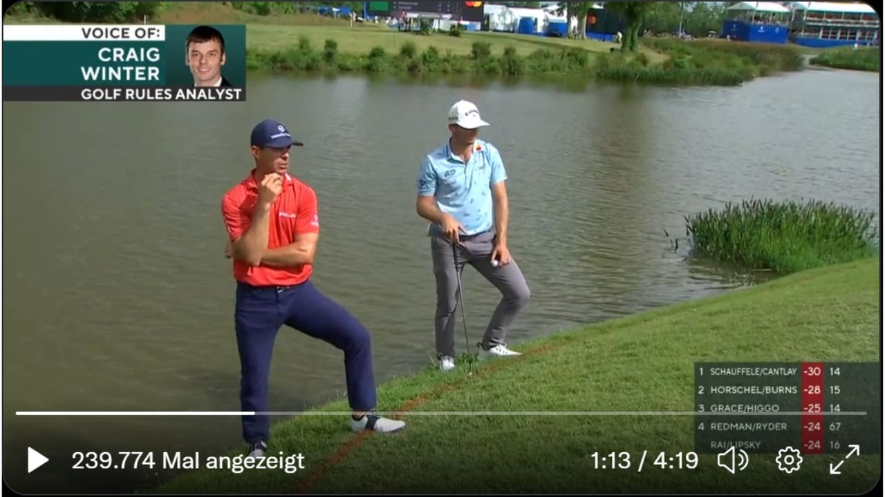 Regeldiskussionen bei Billy Horschel und Sam Burns bei der Zurich Classic auf der PGA Tour (Foto: Twitter/PGA Tour) Regeldiskussionen bei Billy Horschel und Sam Burns bei der Zurich Classic auf der PGA Tour (Foto: Twitter/PGA Tour)