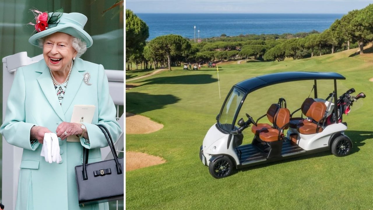 Queen Elizabeth fährt nun in einer Luxus-Variante eines Golfcarts. (Foto: Getty / Twitter @gariagolfcar) Queen Elizabeth fährt nun in einer Luxus-Variante eines Golfcarts. (Foto: Getty / Twitter @gariagolfcar)