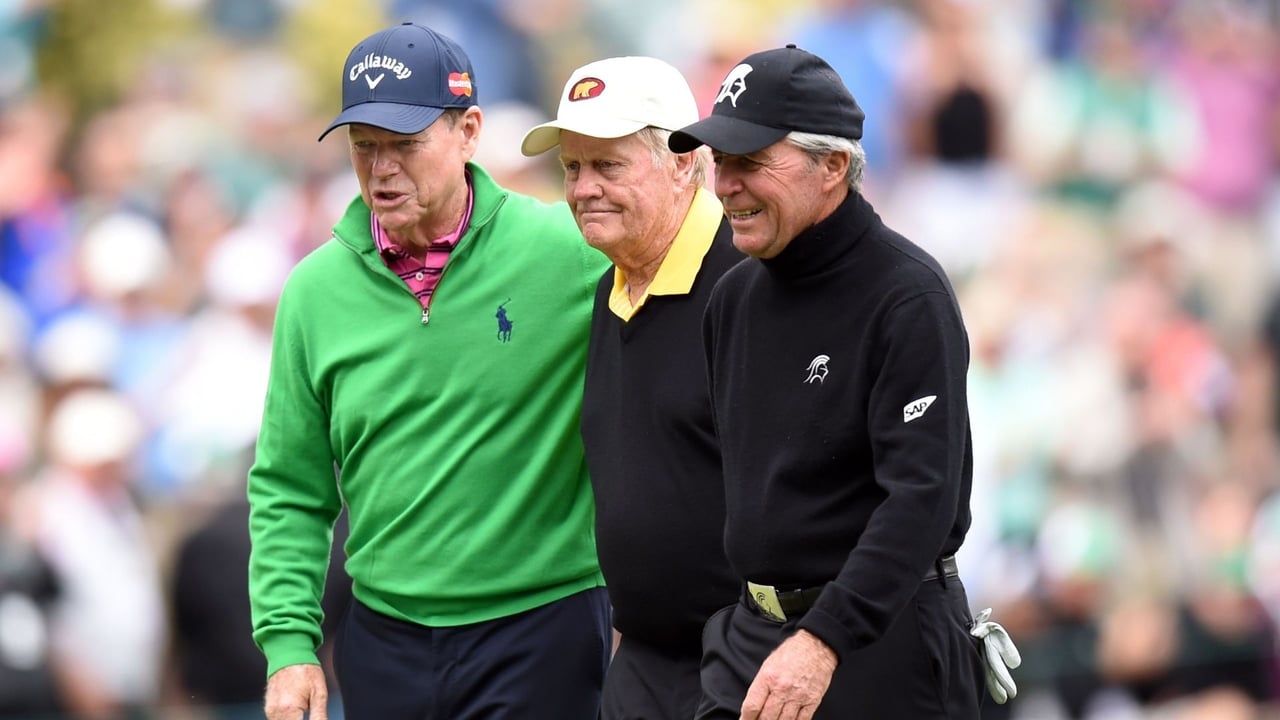 Drei Freunde: Tom Watson, Jack Nicklaus und Gary Player während des Par 3 Contest beim US Masters 2018. (Foto: Getty) Drei Freunde: Tom Watson, Jack Nicklaus und Gary Player während des Par 3 Contest beim US Masters 2018. (Foto: Getty)