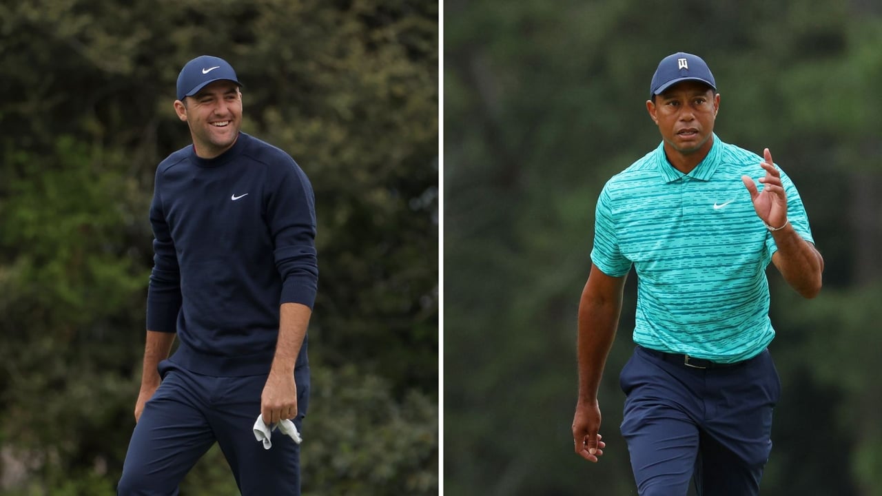Scottie Scheffler und Tiger Woods in der zweiten Runde beim US Masters 2022. (Foto: Getty) Scottie Scheffler und Tiger Woods in der zweiten Runde beim US Masters 2022. (Foto: Getty)
