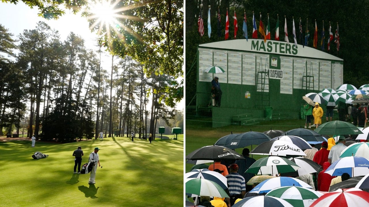 2021 kam es zu einigen Regenunterbrechungen. Für das US Masters 2022 verheißen die Wettervorhersagen deutlich bessere Bedingungen. (Fotos: Getty) 2021 kam es zu einigen Regenunterbrechungen. Für das US Masters 2022 verheißen die Wettervorhersagen deutlich bessere Bedingungen. (Fotos: Getty)