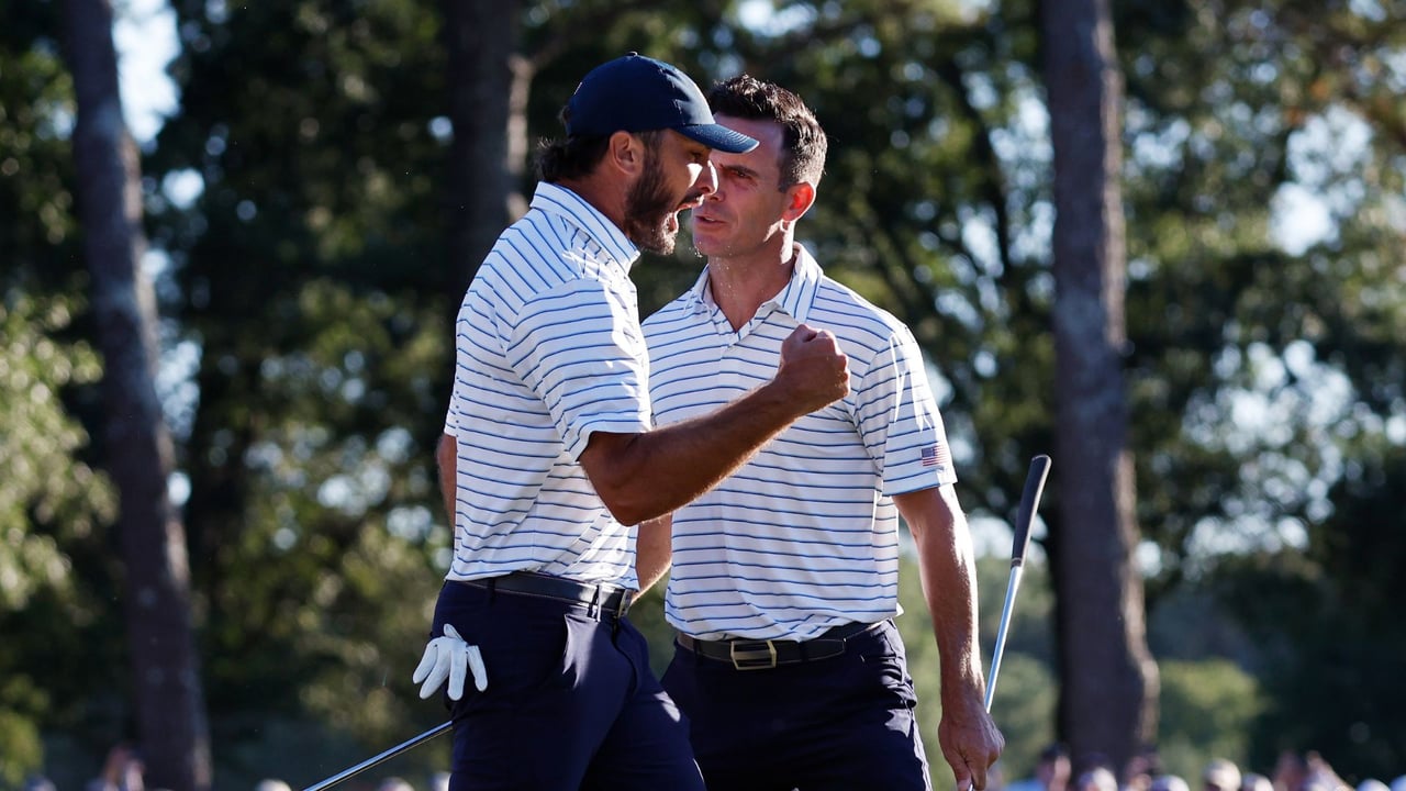 Max Homa und Billy Horschel gewinnen ihr Match an Tag 2 des Presidents Cup 2022. (Foto: Getty) Max Homa und Billy Horschel gewinnen ihr Match an Tag 2 des Presidents Cup 2022. (Foto: Getty)