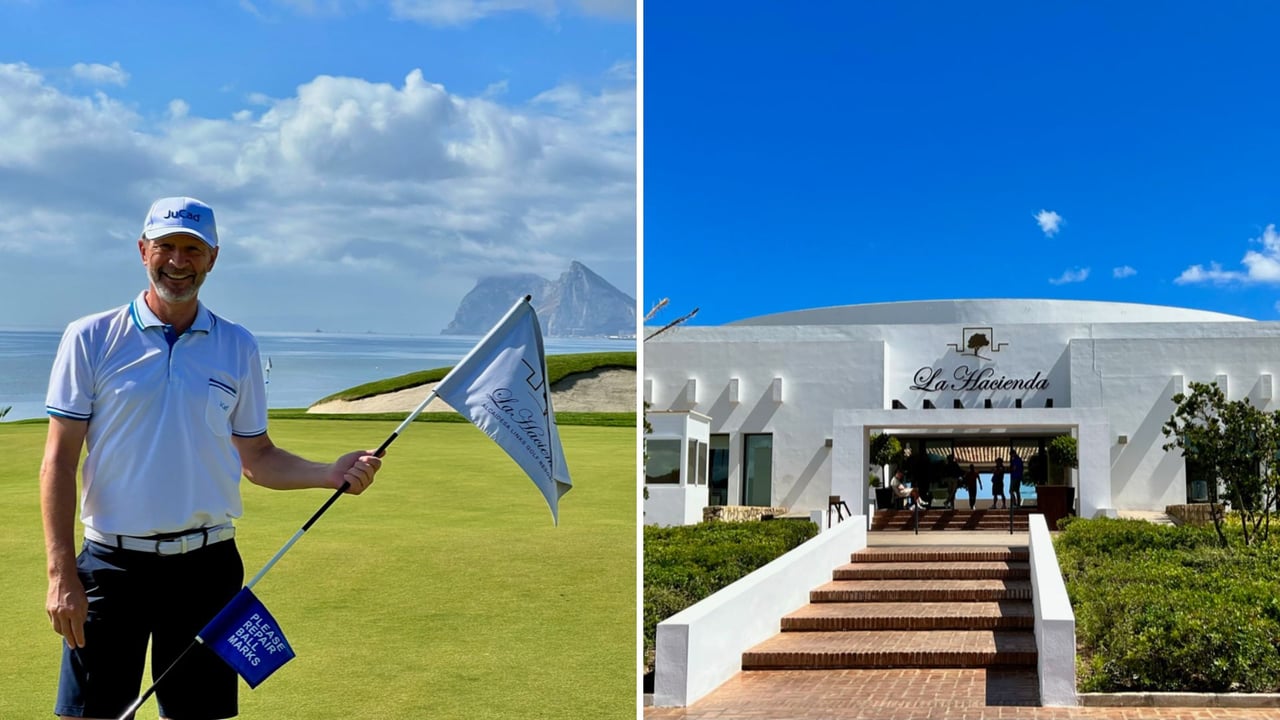 Beeindruckende Aussicht auf den Felsen von Gibraltar und das Clubhaus (Foto Jürgen Linnenbürger) Beeindruckende Aussicht auf den Felsen von Gibraltar und das Clubhaus (Foto Jürgen Linnenbürger)