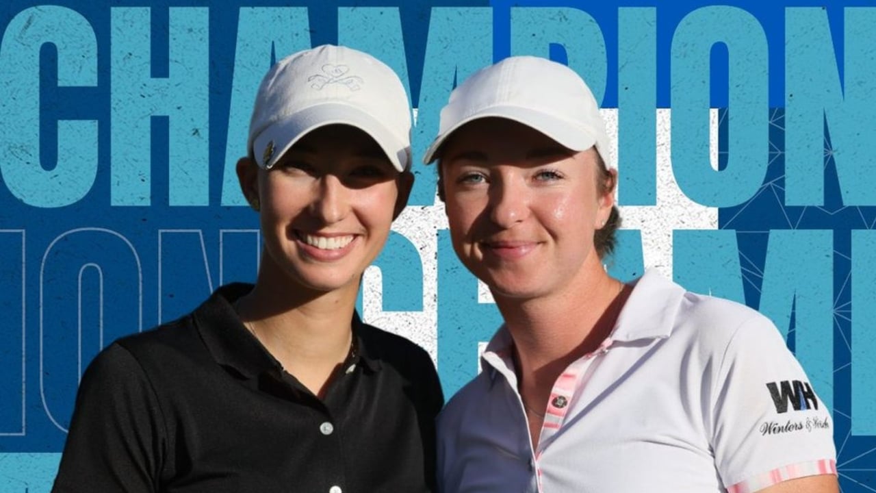 Alexandra Försterling (l.) und Polly Mack gewinnen das Q-School-Turnier der Ladies European Tour. (Foto: Twitter.com/@LETgolf) Alexandra Försterling (l.) und Polly Mack gewinnen das Q-School-Turnier der Ladies European Tour. (Foto: Twitter.com/@LETgolf)