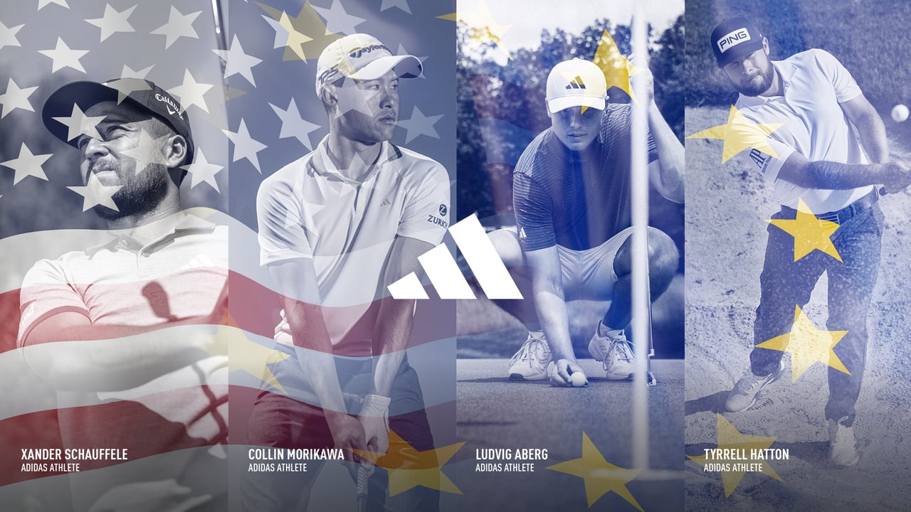 Morikawa, Schauffele, Hatton, Aberg und Hojgaard teen beim Ryder Cup mit Golfschuhen von adidas auf. (Foto: All4Golf) Morikawa, Schauffele, Hatton, Aberg und Hojgaard teen beim Ryder Cup mit Golfschuhen von adidas auf. (Foto: All4Golf)