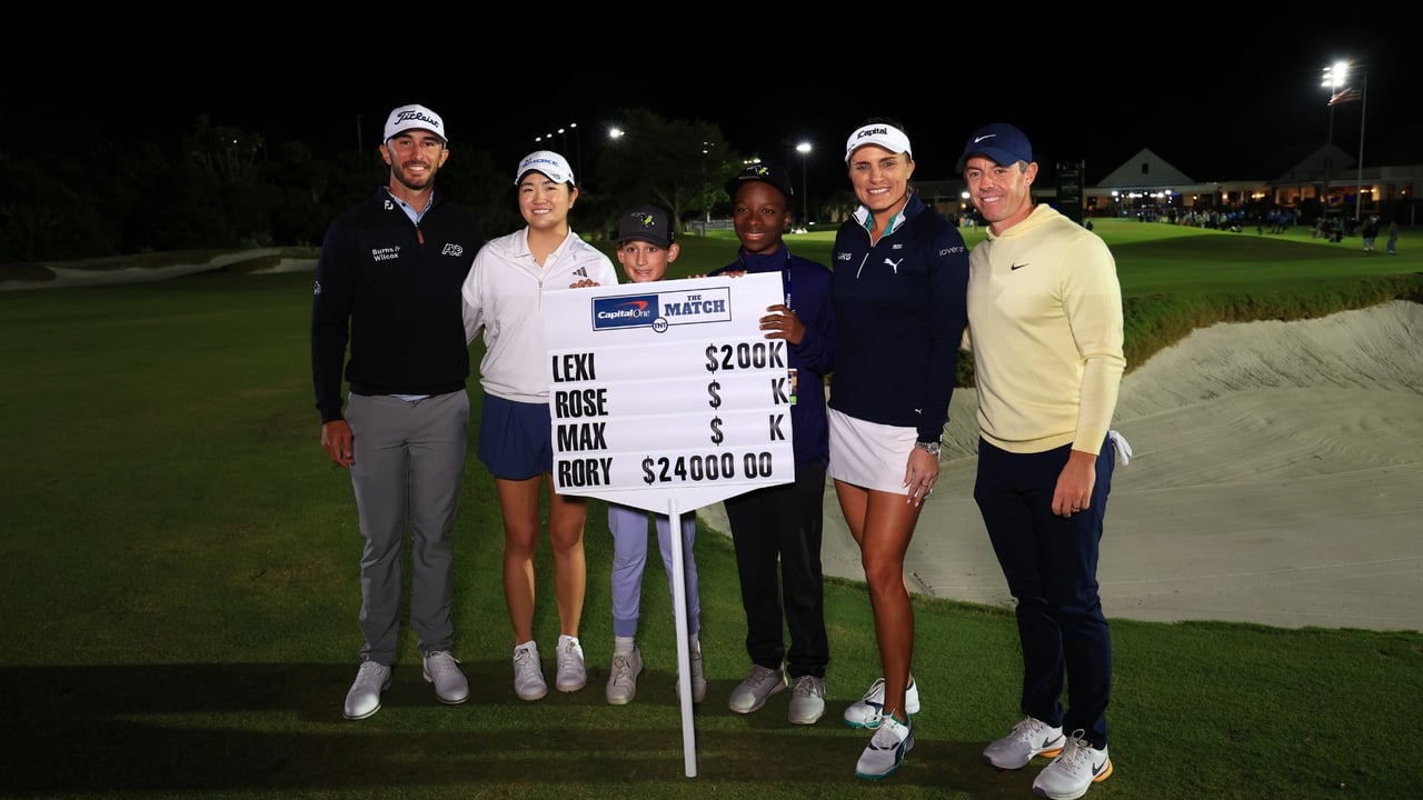 Rory McIlroy dominierte bei The Match 2024 die Konkurrenz aus Homa, Thompson und Zhang. (Foto: Getty) Rory McIlroy dominierte bei The Match 2024 die Konkurrenz aus Homa, Thompson und Zhang. (Foto: Getty)