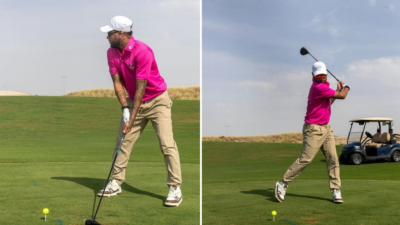 Neymar muss noch viel lernen. Bei einem Golfausflug nach Abu Dhabi beschädigte der Superstar einen Abschlag. (Quelle: instagram @neymarjr) Neymar muss noch viel lernen. Bei einem Golfausflug nach Abu Dhabi beschädigte der Superstar einen Abschlag. (Quelle: instagram @neymarjr)