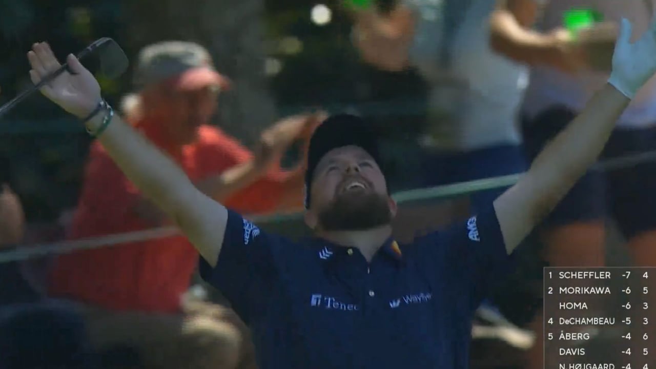 Shane Lowry feiert seinen Eagle auf dem 14. Loch des Augusta National Golf Club. (Foto: Twitter@TheMasters) Shane Lowry feiert seinen Eagle auf dem 14. Loch des Augusta National Golf Club. (Foto: Twitter@TheMasters)