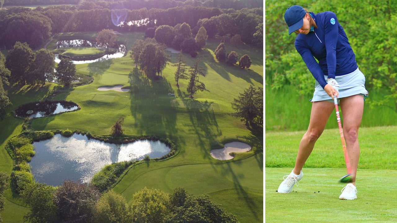 Die wunderschöne Kulisse des Golfclubs Hamburg-Ahrensburg und die deutsche Lochspielmeisterin Alena Oppenheimer (AK30). (Foto: DGV) Die wunderschöne Kulisse des Golfclubs Hamburg-Ahrensburg und die deutsche Lochspielmeisterin Alena Oppenheimer (AK30). (Foto: DGV)