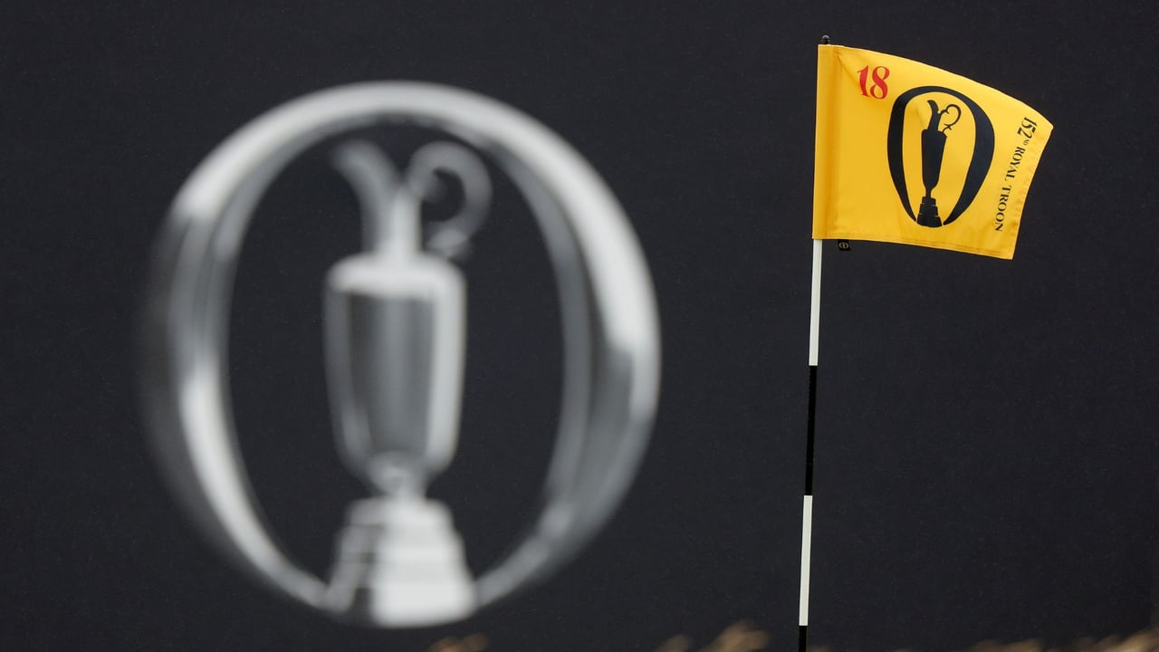 Die Fahne des 18. Lochs der British Open 2024 in Royal Troon. (Foto: Getty) Die Fahne des 18. Lochs der British Open 2024 in Royal Troon. (Foto: Getty)